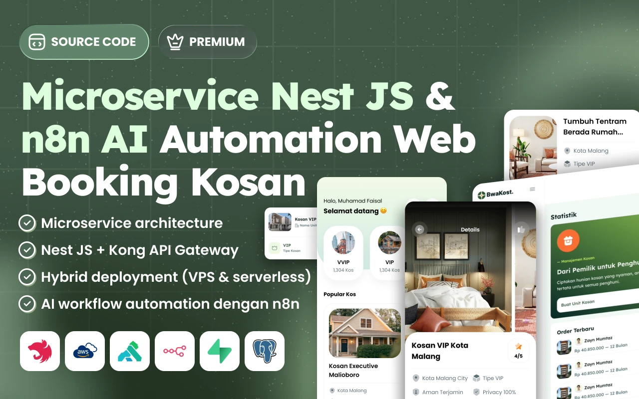 Microservice NestJS & n8n AI Automation: Web Booking Kosan